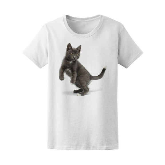 Jump Playful Gray Kitty Tee Women's -Image by Shutterstock