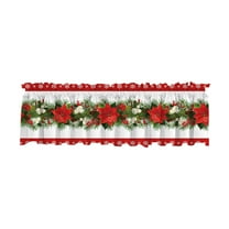 Beautynvta Christmas Curtains Valance, 54x17.7 Inch Exquisite Christmas Poinsettia Garland Printed Window Valance Curtains, Christmas Short Curtain Drapes for Kitchen Living Room Bedroom