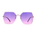 thumbnail image 3 of Womens Geometric Butterfly Rimless Oceanic Lens Chic Sunglasses Gold Purple Pink, 3 of 4
