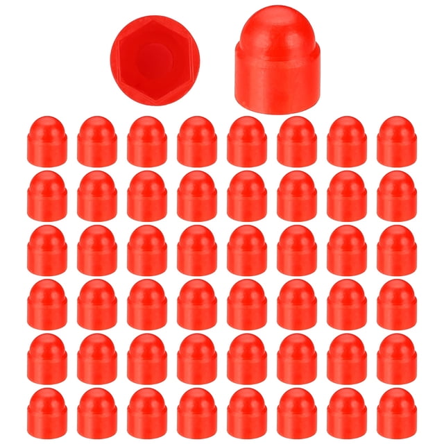 Uxcell 100 Pcs Couvercle d'Écrou Hexagonal, Vis en Nylon M6x10x14mm Couvercles de Boulons Protection de Tête Hexagonale, Rouge