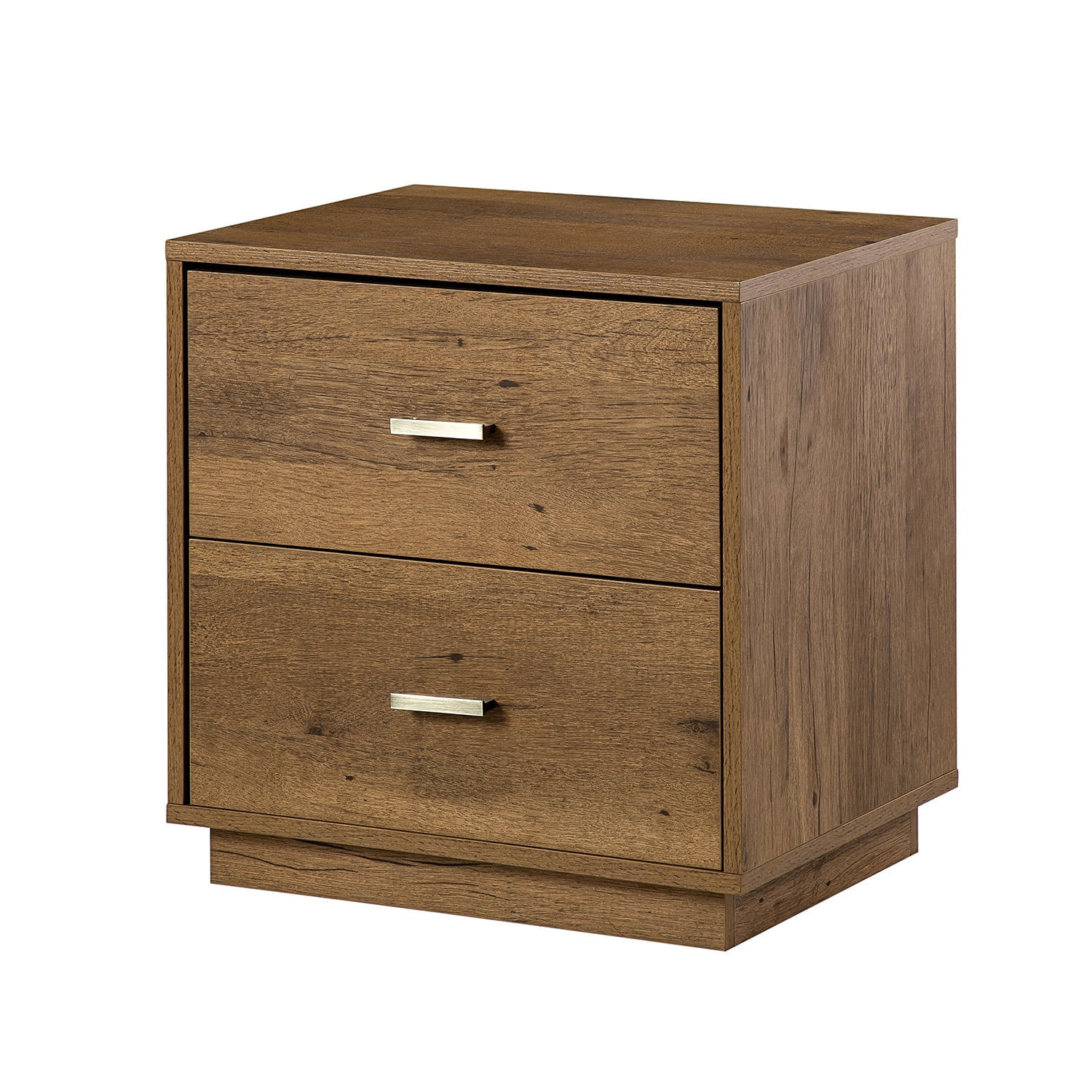 Resenkos Modern Design Wooden End Side Table with 2 Drawers, Nightstand Storage Cabinet for Bedroom,Natural