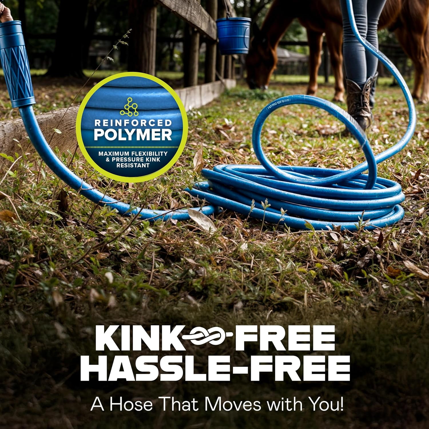 50Ft 5/8in Heavy Duty Garden Hose with Sprayer Nozzle, Non Expandable, Kink Resistant, Drinking Safe