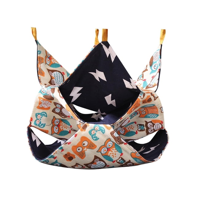 Rat Hanging Bed Summer Hamster Hammock Hanging Tunnel Cartoon Pattern for Small Owl Size S White