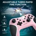 thumbnail image 3 of Manettes Sans Fil Rose, Manette Nintendo Switch pour PC Nintendo Switch/Lite/OLED/Windows avec Fonction Programmable/Vibration/Turbo, Manette Switch Pro avec 2 Capuchons de Pouce, 3 of 6