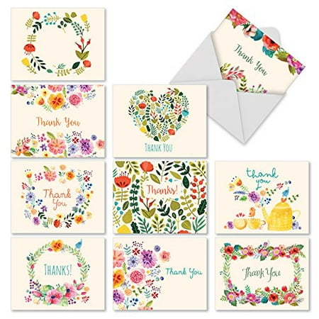 M2364TYG GRATEFUL GREETINGS: 10 Assorted Thank You Note Cards, The Best Card Company, Notecard