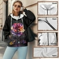 thumbnail image 6 of SCRAWLGOD Galaxy Rose Hoodie Zip Up Women Light Weight Sweat Shirts for Women Casual Long Sleeve Oversized Zipper Jacket for Women Elastic Ladies Hooded Sweaters Size L, 6 of 7