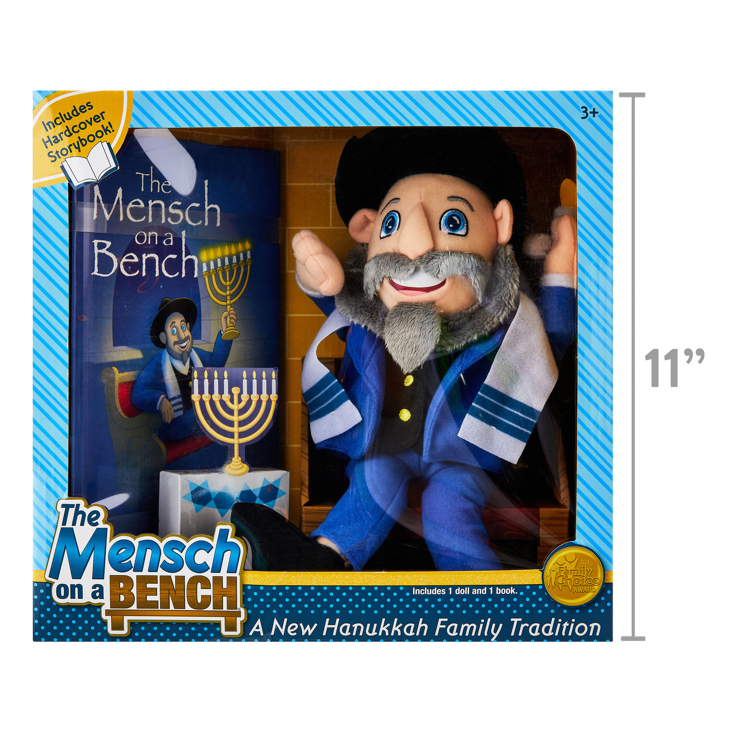 Mensch on a Bench 12" Hanukkah Moshe Plush Toy with Hardcover Book and Removable Bench - image 5 of 5