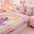 thumbnail image 3 of meiyoeat Colorful Gradient Monogram C Zipper Twin Comforter Sets with Fitted Sheet and 2 Pillowcases,Pastel Flower Zipper Bedding Set For Girl,Pink Reversible,4 Pieces, 3 of 7