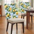 thumbnail image 4 of Summer Lemon Fruit Chair Covers Set of 8 White Flowers Blue Stripes Leaf Chair Back Covers Stretch Removable Washable Slipcovers Protector for Dining Room Kitchen Party Decor, 4 of 9