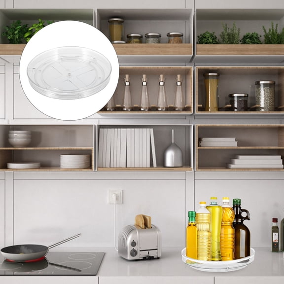 PBPBOX Countertop Organizer Kitchen Rotatable Storage Rack Clear PET 1Pack 9.1X9.1X1.4In