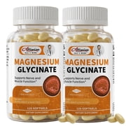 （2 PACK）Magnesium Glycinate Mineral Supplement for Women and Mens- Sleep, Bone, Mood, Heart Health Support -240 Capsules