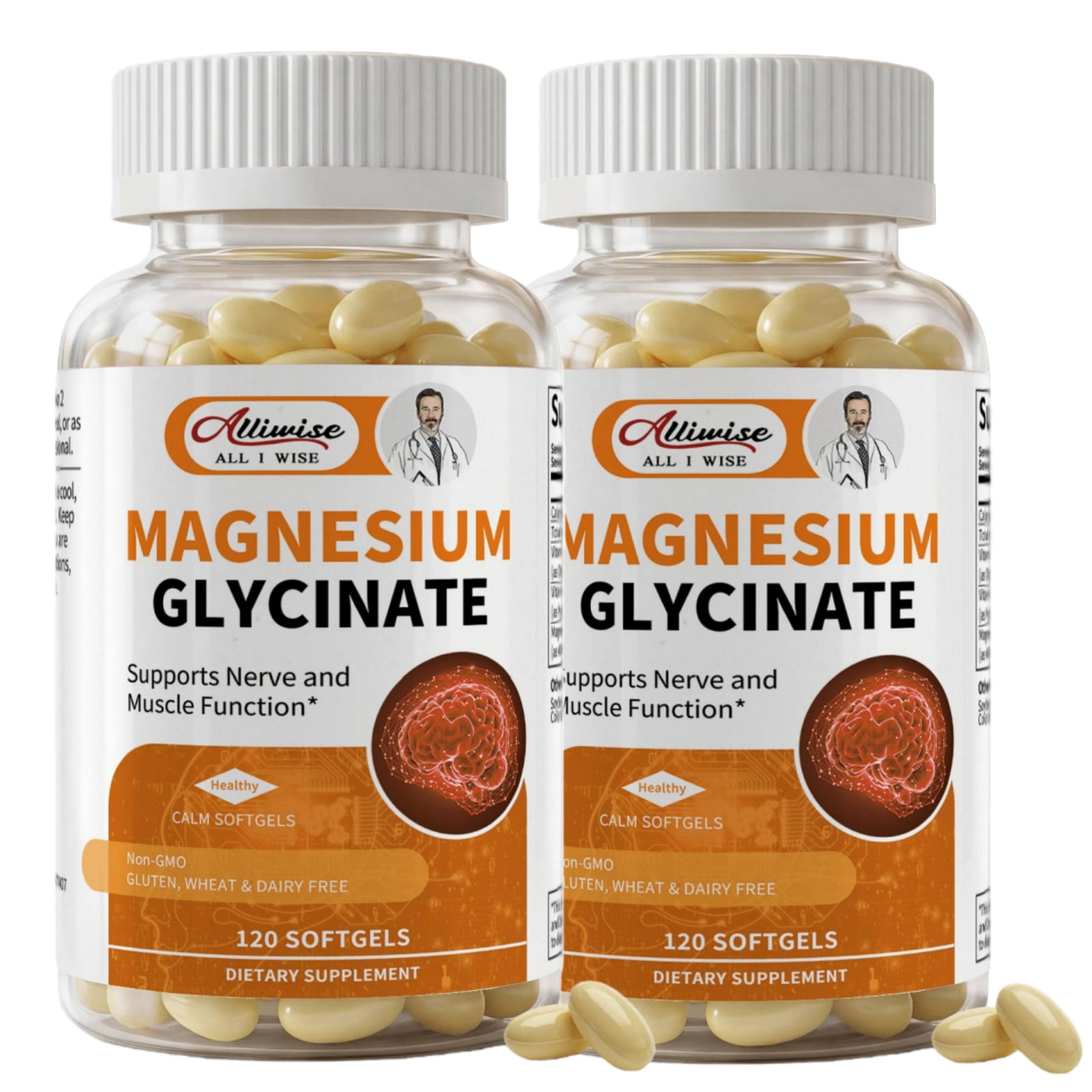（2 PACK）Magnesium Glycinate Mineral Supplement for Women and Mens- Sleep, Bone, Mood, Heart Health Support -240 Capsules