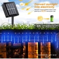 thumbnail image 5 of Solar Meteor Shower Rain Lights Outdoor, Waterproof Meteor Lights 8 Tubes 144 LED, Falling Raindrop Fairy String Lights for Tree Holiday Porch Yard Patio Roof Party Christmas Decoration ,Blue, 5 of 15