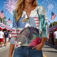 thumbnail image 2 of GEWSEY America 250 Tshirt 3/4 Sleeve Tops V Neck Independence Day Shirts Patriotic Pattern Tunic Tops (Navy, 3XL), 2 of 8