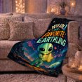 thumbnail image 6 of Cosmic Romance Galaxy Love Quote Cartoon Alien Ufo, Cozy Friendship Quote Scene, Warm Flannel Blanket for Living Room and Reading Nook, Art Lovers Friendship Gift, Artistic Home Decor, 6 of 9