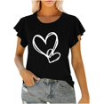 thumbnail image 1 of Timegard Top for Women Ruffle Short Sleeve Round Neck Valentine's Day Print Comfy Tee Shirts Summer Fashion, 1 of 3