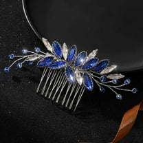 Crystal Bride Wedding Hair Comb Blue Rhinestones Bridal Hair Clip Sparkly Hair Piece Royal Sapphire Hair Accessories for Women and Girls