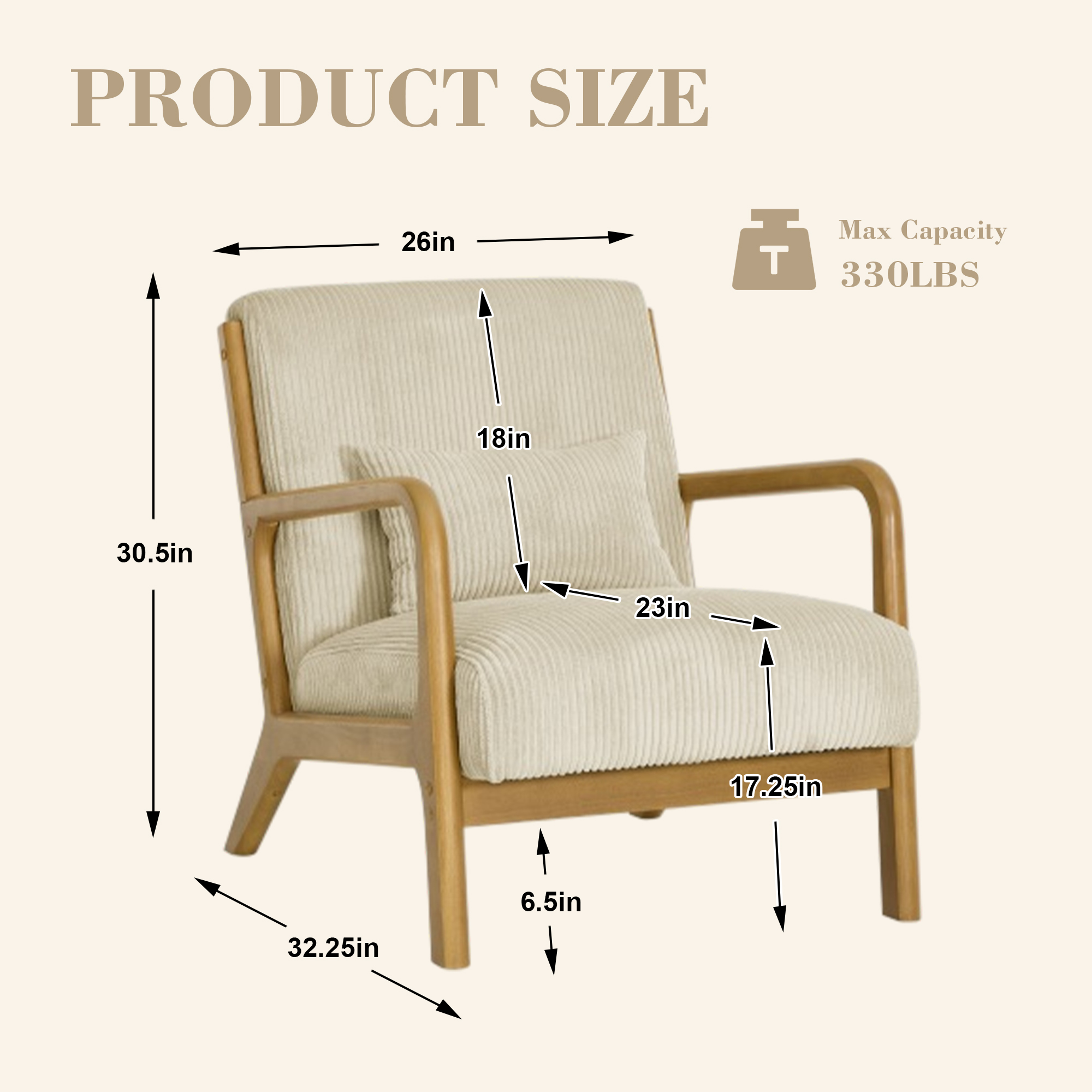 MOONMISS Mid Century Modern Accent Chair for Living Room Bedroom, Coffe