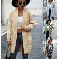 thumbnail image 1 of OUSITAID Femmes 2023 Automne Long Pull à Carreaux Ouvert devant Chunky Tricot Cardigan Pull Manteau, 1 of 7