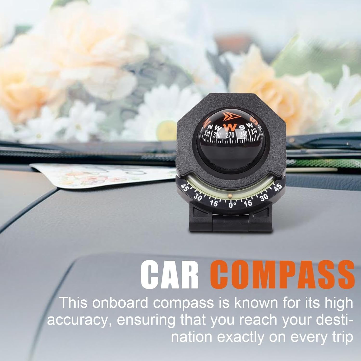 SLGHLSAHG Boat Compass | 180 Degree Car Compass | Adjustable Dashboard Compass | Boating Compass Dashboard Suction | Navigation Marine Compass for Marine Yacht Boat Ship Caravan Car A4589