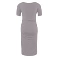 thumbnail image 4 of Pitauce Maternity Short Sleeve Bodycon Dress Pregnancy Crew Neck Side Ruched Dress Summer Casual Dresses for Daily Baby Shower, 4 of 7