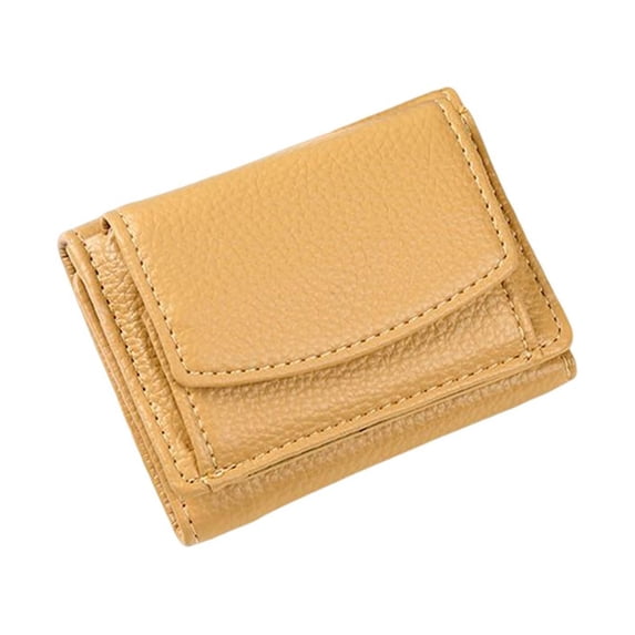 Portable Women Leather Wallet Simple Design Foldable Change Purse Shopping Card Holder Carrying Bag Birthday Gift Yellow