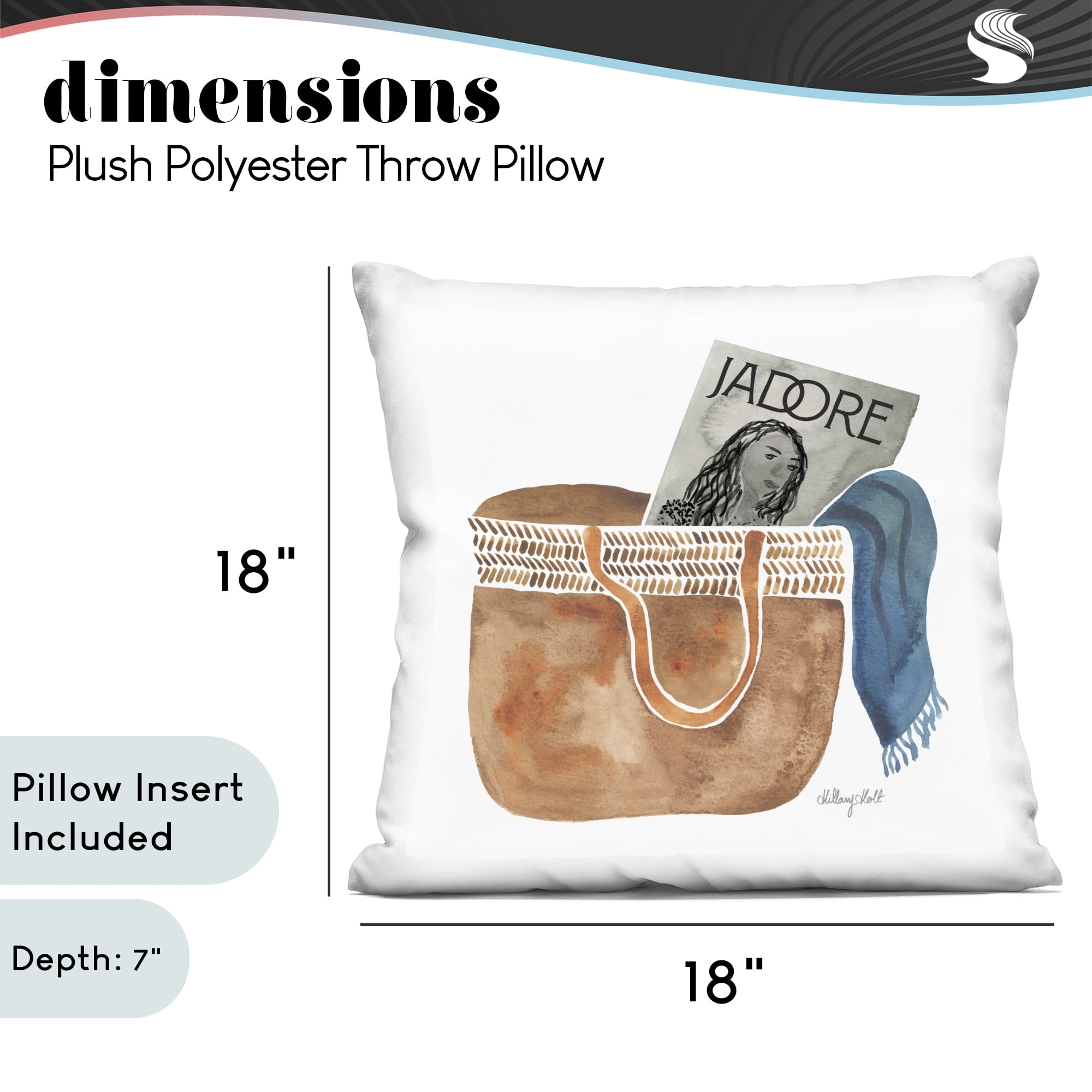 Stupell Industries Tote & Fashion Magazine Decorative Printed Throw Pillow, design by Hillary Holt, 18 x 7 x 18