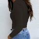 thumbnail image 4 of Blusa de manga larga elástica con costuras acanaladas para mujer - Corte ajustado, color liso, tejido acanalado suave, fácil de cuidar, 4 of 6
