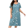 thumbnail image 2 of Sakmal Moomoos for Women Short Sleeve Sleepwear Lightweight Crew Neck Floral Ladies Nightgown 2XL, 2 of 5