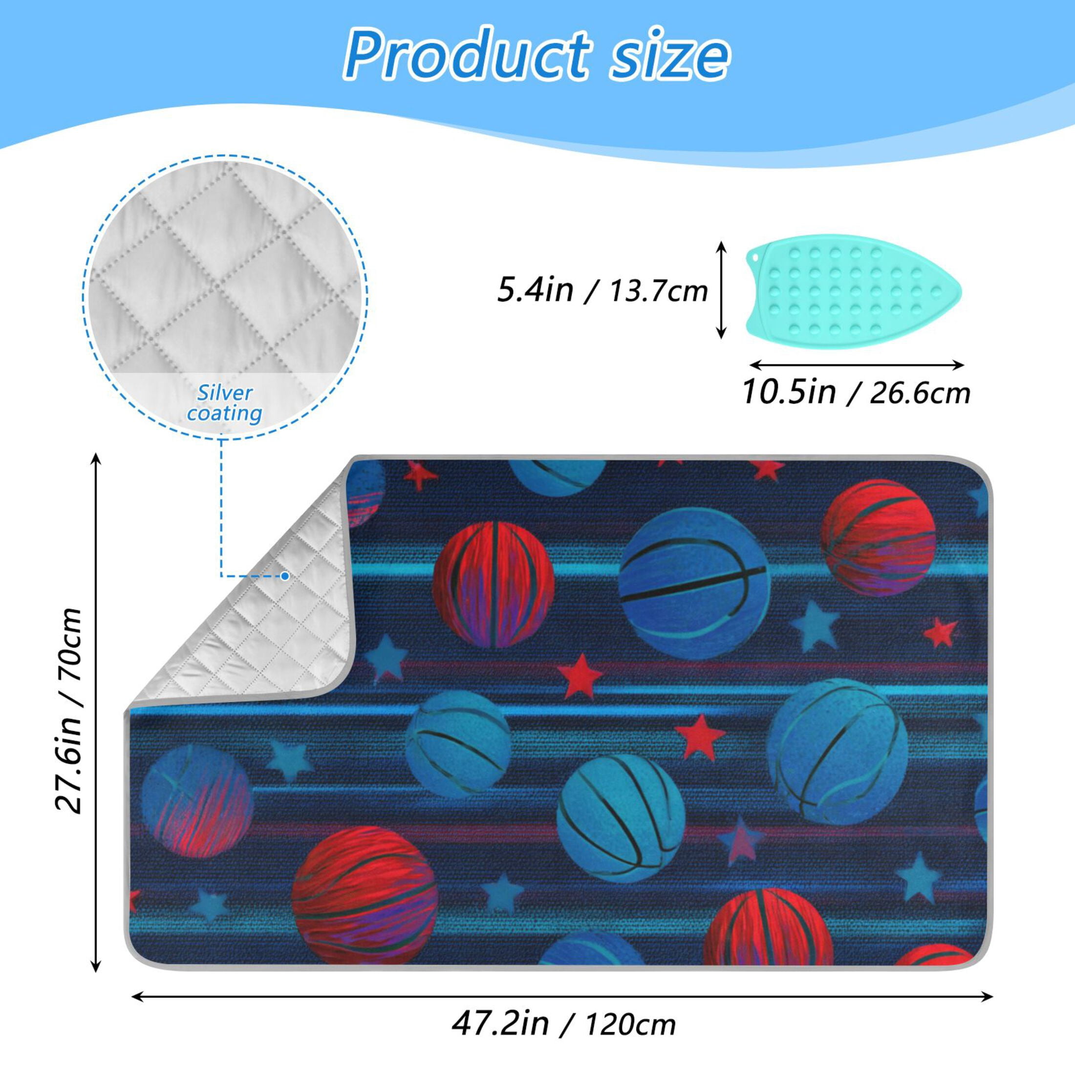 Retro Basketballs Stripes Stars Ironing Mat Blanket Portable Travel Ironing Pad Heat Resistant Pad 47.2" x 27.6”