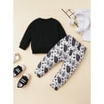 thumbnail image 3 of xiaxaixu Baby Boys Pants Set, Long Sleeve Letters Print Sweatshirt with Flower Print Pants Infant Clothes, 3 of 9