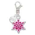 thumbnail image 2 of Delight Jewelry Hot Pink Snowflake with Hot Pink Crystal - Silvertone Clip on Charm with Clear Crystal Drop, 2 of 4