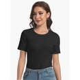 thumbnail image 2 of Women's Crew Neck Ribbed Fitted Shirt Basic Short Sleeves Summer T Shirt Tops, 2 of 7