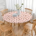 thumbnail image 3 of Pink Christmas Gingerbread House Pattern Round Fitted Tablecloth with Elastic Edge,Dining Table Cover Waterproof,Outdoor Round Tablecloth for Camping,Dining,Indoor and Outdoor, 3 of 7