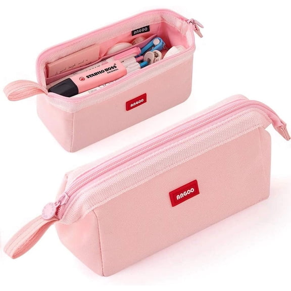 CICIMELON Pencil Case Large Capacity Pen Pouch Multifunctional Pencil Bag for School Students Teen Girls Office Women Adult (Light Pink)