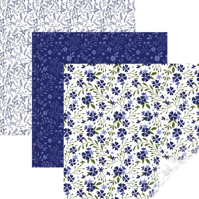 Cricut Patterned Vinyl, Bloom Blue Sampler, 12"x12" 6 sheets