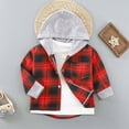 thumbnail image 2 of WXFAZCVU Boys Girls Plaid Flannel Shirts Kids Long Sleeve Casual Button Down Shirts with Hood Size 6-7 Years, 2 of 4