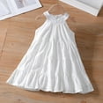 thumbnail image 2 of WRKEKC Girls Casual Dresses Solid Color Spaghetti Strap Ruffle Dress with Colorful Pom - Poms Summer Princess Outfit for 2-14 Years Kids, 2 of 9