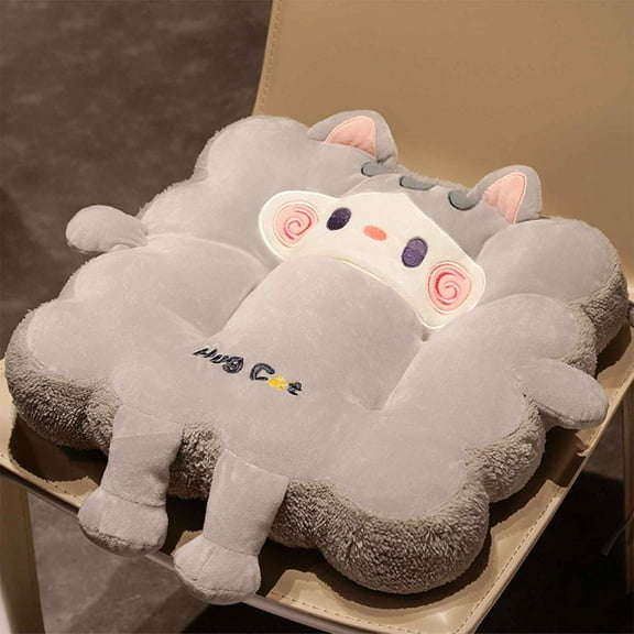 Square Shaped Animals Floor Pillow, Meditation Floor Pillow Cute Decorative Floor Cushions Large Pillows Seating for Yoga Living Room 15'' (Gray Cat)