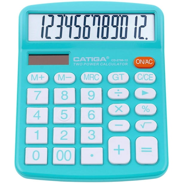 Calculadora escritorio 12 díg. LCD, botones sensibles, solar/batería, función estándar, hogar, oficina, escuela, CD-2786 (azul)