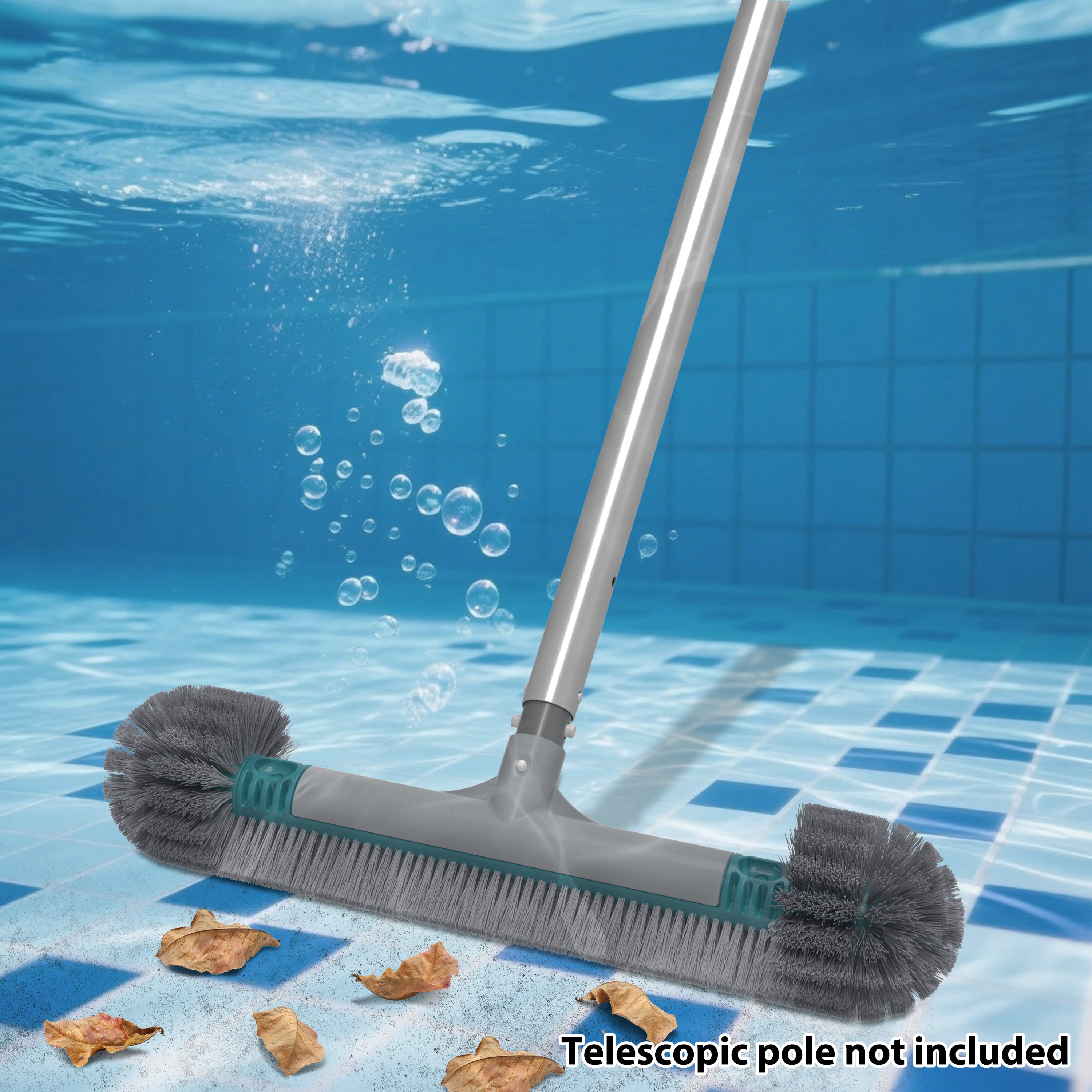 Bluescape Teal & Gray 20" Pool Wall Brush With PP Side Bristles