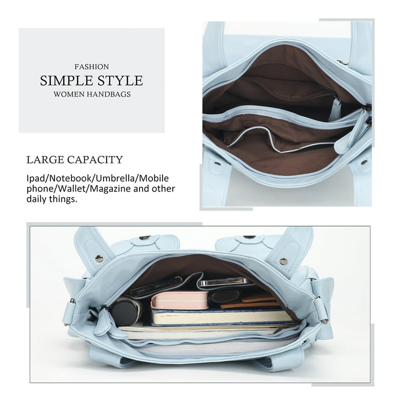 KL928 Women's Leather Shoulder Work Handbag with Multi-Pockets and