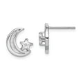 thumbnail image 3 of 925 Sterling Silver Rhodium-plate Enamel Glitter Fabric Moon & CZ Star Earrings, 3 of 4