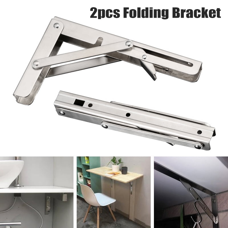 2pcs Stainless Steel Folding Table Bracket Shelf Leg Bench Load Heavy Duty New 