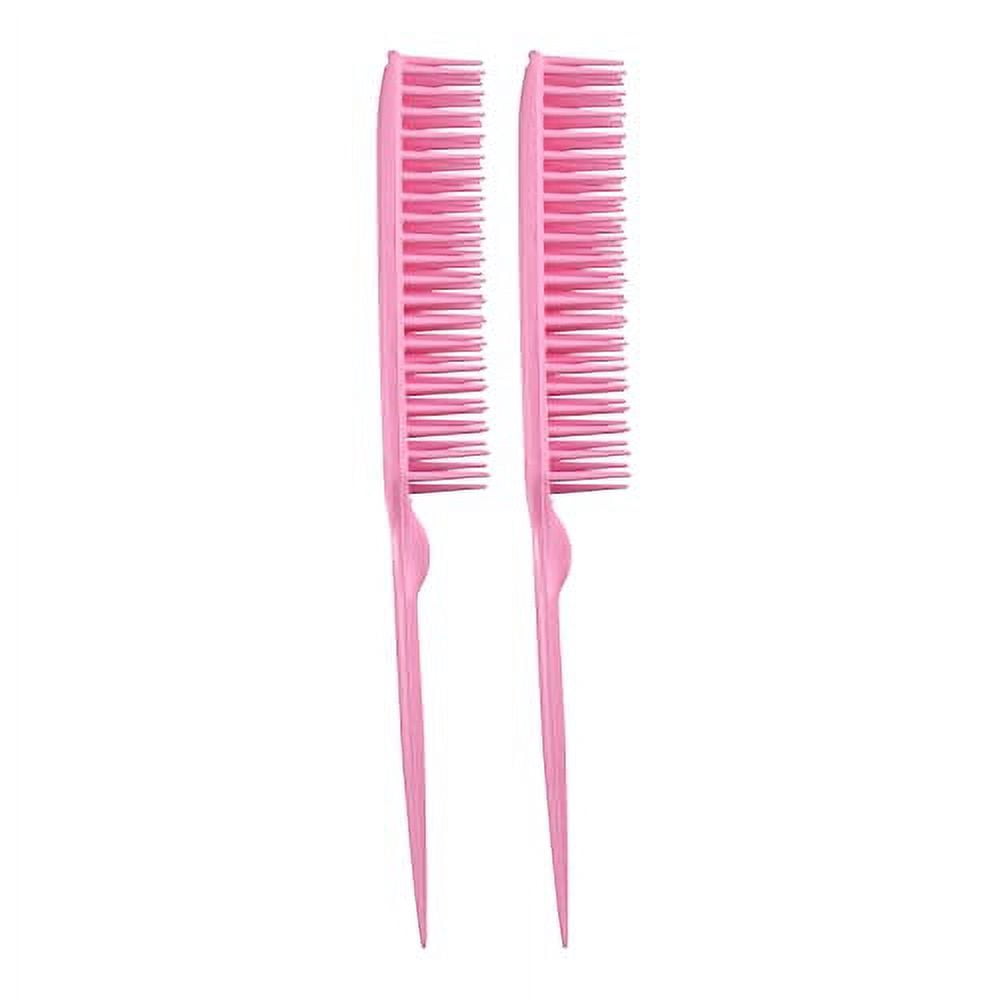 Allegro Combs 60 Parting Three Row Combs Salon Hairstylist Hairdresser Detangle Combs For Natural Hair And Wigs For Curly Hair Made In The Usa 2 Pcs. (Light Pink)