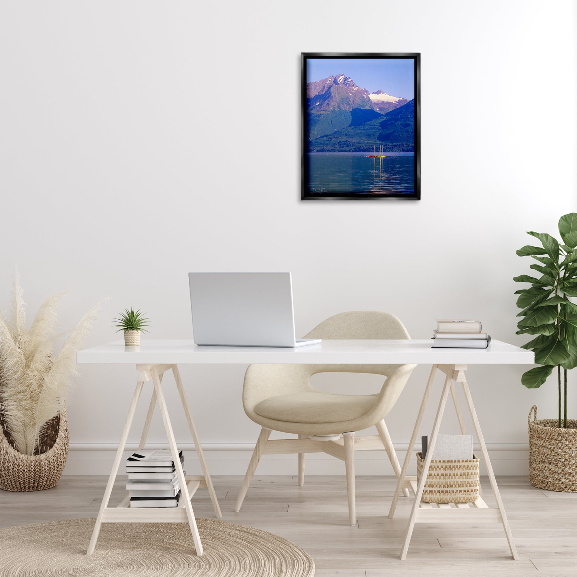 Stupell Industries Lake View Photography Landscape Photography Black Floater Framed Art Print Wall Art, 17 x 21