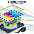 thumbnail image 4 of Elehold Hybrid Heavy Duty Rugged  Case Compatible with iPad 10th Gen 10.9" (2022) with 360 Rotating Hand Shoulder/Kickstand/Strap Shockproof Double Protection Case Cover, Navy+Green, 4 of 10