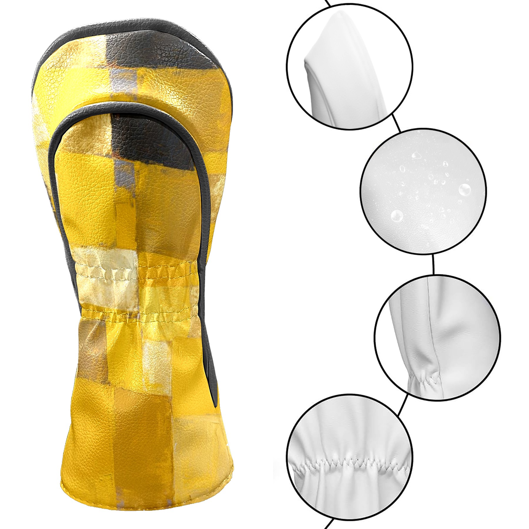 Golf Club Covers, Abstract Art Painting Premium PU Leather Driver Hybrid Putter Head Covers with Velvet Lining, Waterproof Golf Gifts for Men Women