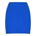thumbnail image 6 of Bodycon Mini Skirts for Women Elastic Waist Mid Waisted Stretch Solid Color Summer Short Skirt Casual Streetwear Blue S, 6 of 7