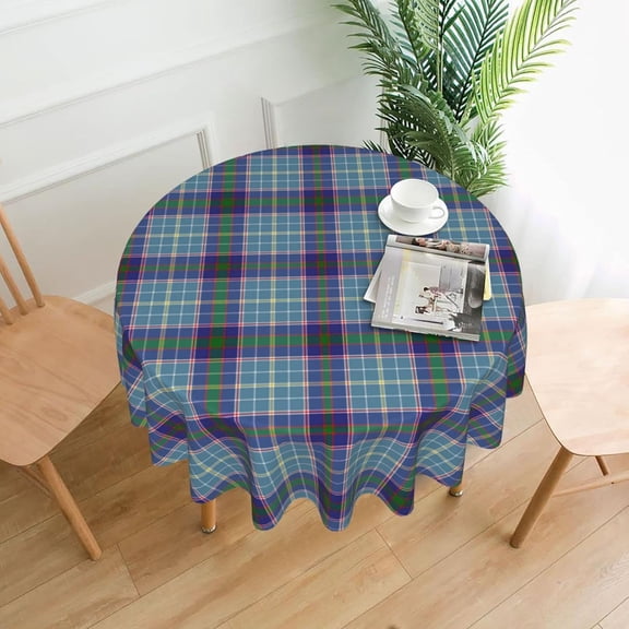 Tablecloth Round, Texas (Bluebonnet) Tartan Washable Table Cover for Farmhouse Kitchen Dining Picnic Party Indoor Outdoor Table Mats 60 inch